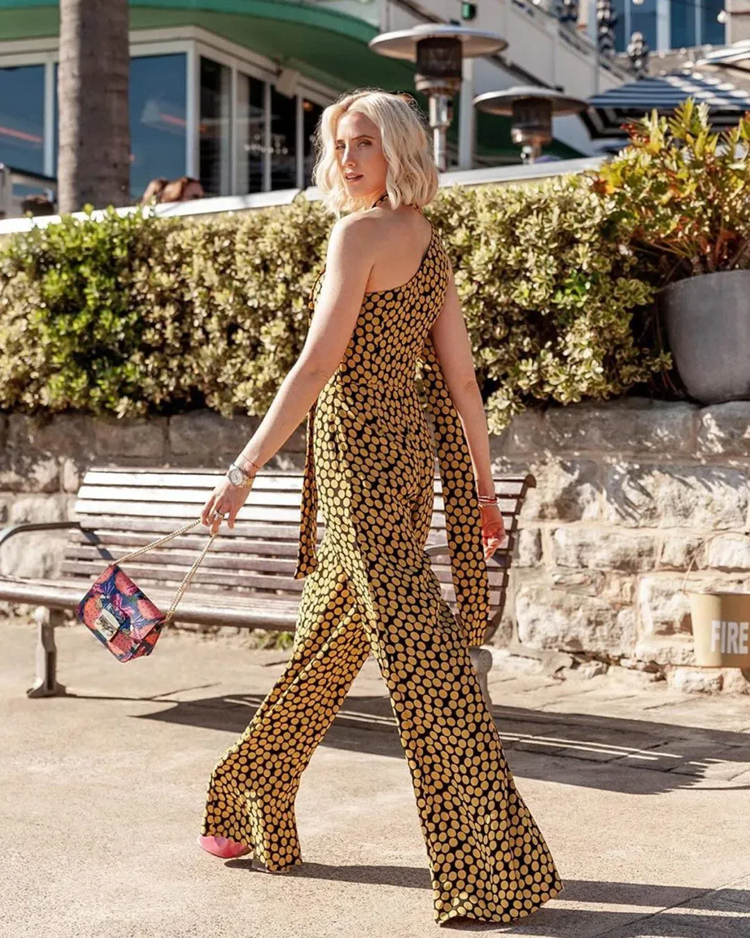 Cue Statement Polkadot Jumpsuit Black/Yellow Size 10 for rent on The Volte - main image