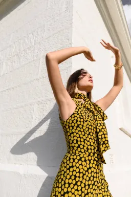 Cue Statement Polkadot Jumpsuit Black/Yellow Size 10 for rent on The Volte - image 4