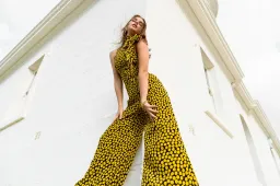 Cue Statement Polkadot Jumpsuit Black/Yellow Size 10 for rent on The Volte - image 3