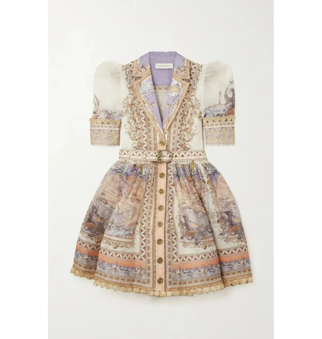 Zimmermann High Tide Mini Shirt Dress in Odyssey Print Size 3 / Au 14 for rent on The Volte - main image