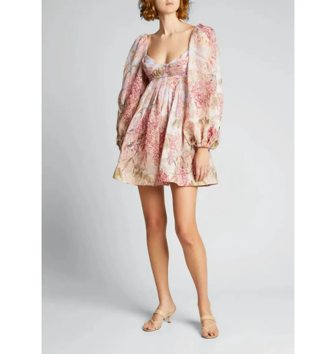 Zimmermann Botanica Bralette Mini Dress Milettia Floral Print Size 2 / Au 12 for rent on The Volte - main image
