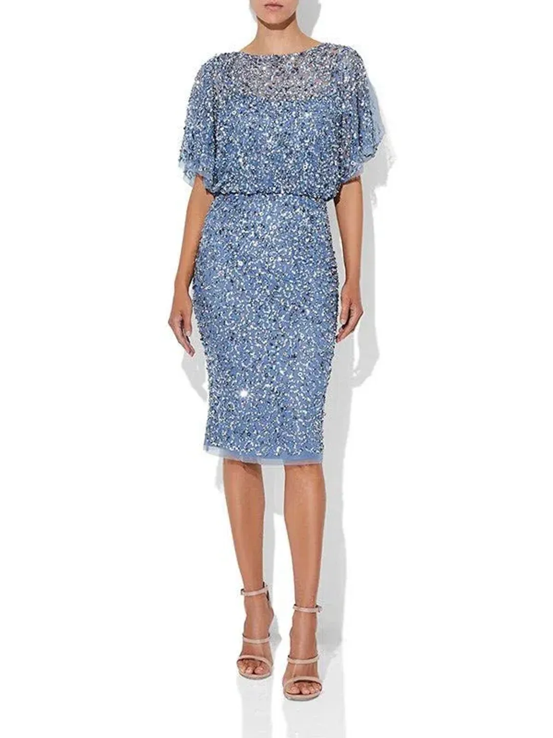 Montique Alinda Hand Beaded Dress Sky Blue Size AU 8 for rent on The Volte - main image