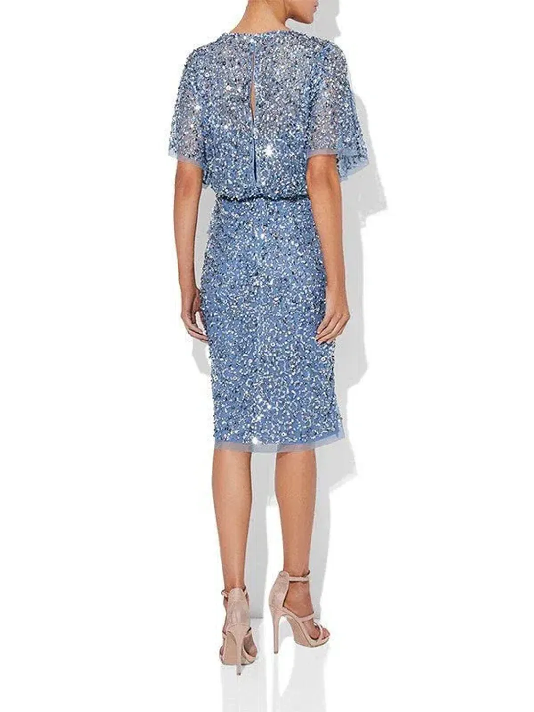 Montique Alinda Hand Beaded Dress Sky Blue Size AU 8 for rent on The Volte - main image