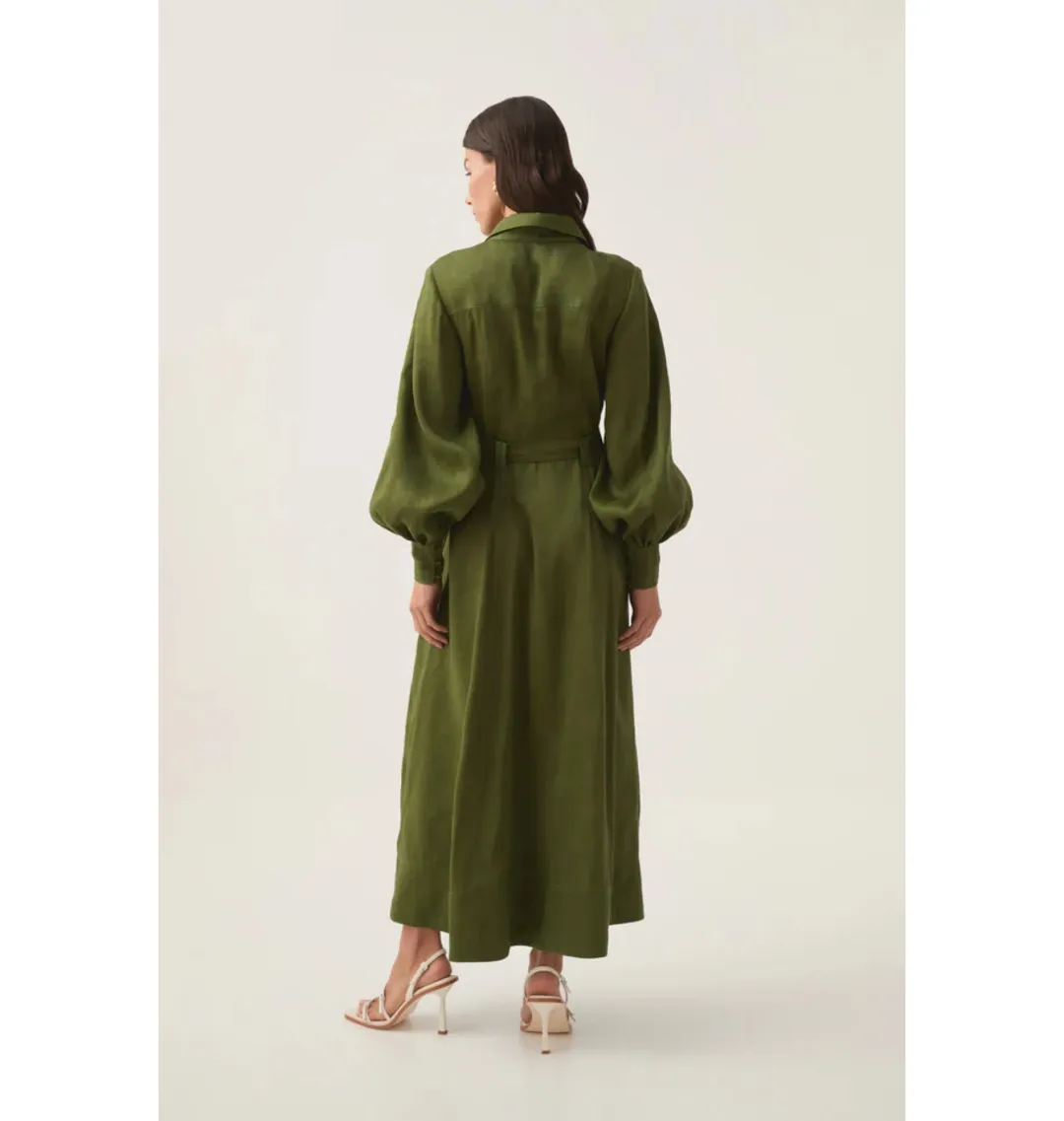 Aje Enchanter Scarf Midi Dress in Fern Green Size AU 12 for rent on The Volte - main image