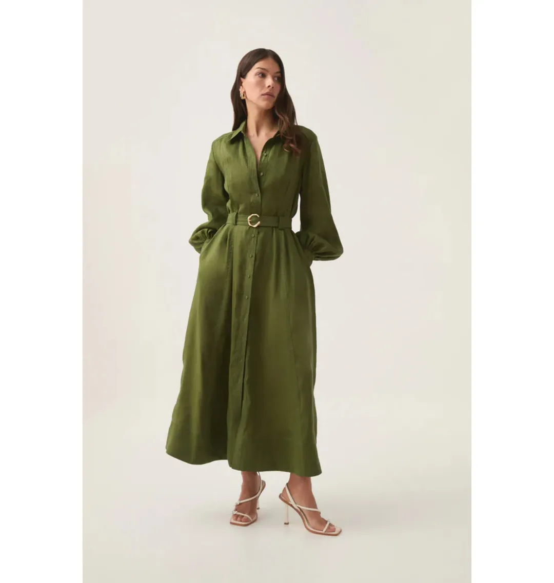 Aje Enchanter Scarf Midi Dress in Fern Green Size AU 12 for rent on The Volte - main image