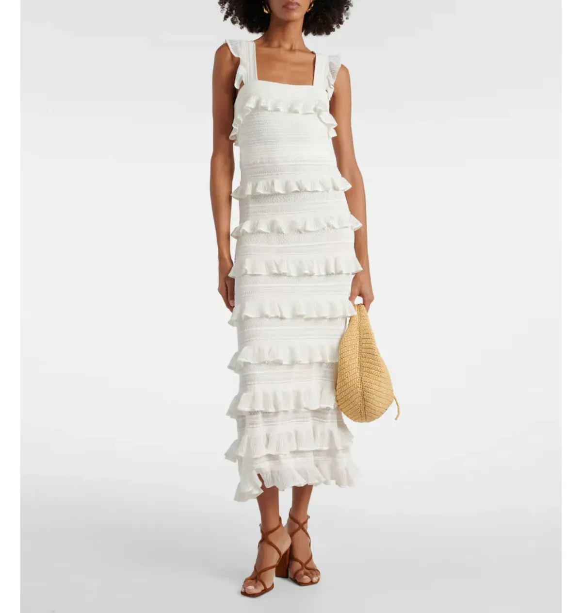 Zimmermann Natura Ruffle Dress in Parchment Size 0 / AU 8 for rent on The Volte - main image