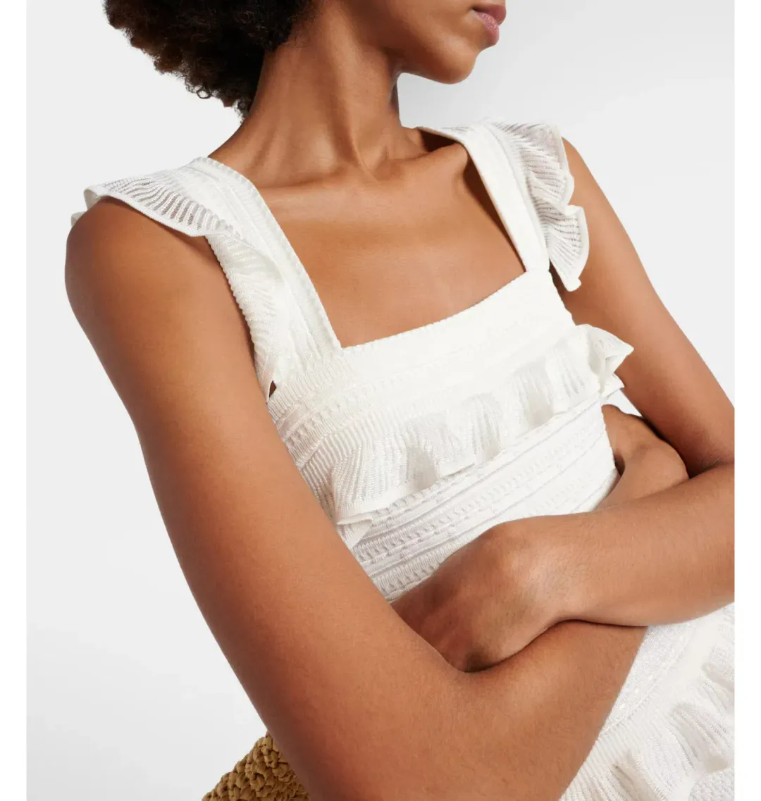 Zimmermann Natura Ruffle Dress in Parchment Size 0 / AU 8 for rent on The Volte - main image