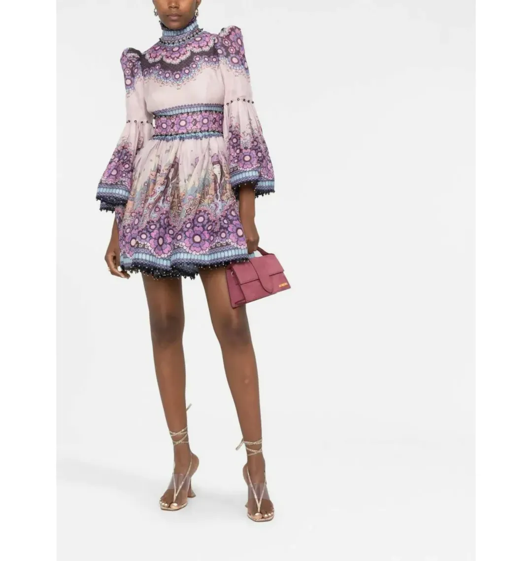 Zimmermann Celestial Bell Sleeve Mini Dress Gemini Zodiac Print Size 3 / AU 14 for rent on The Volte - main image