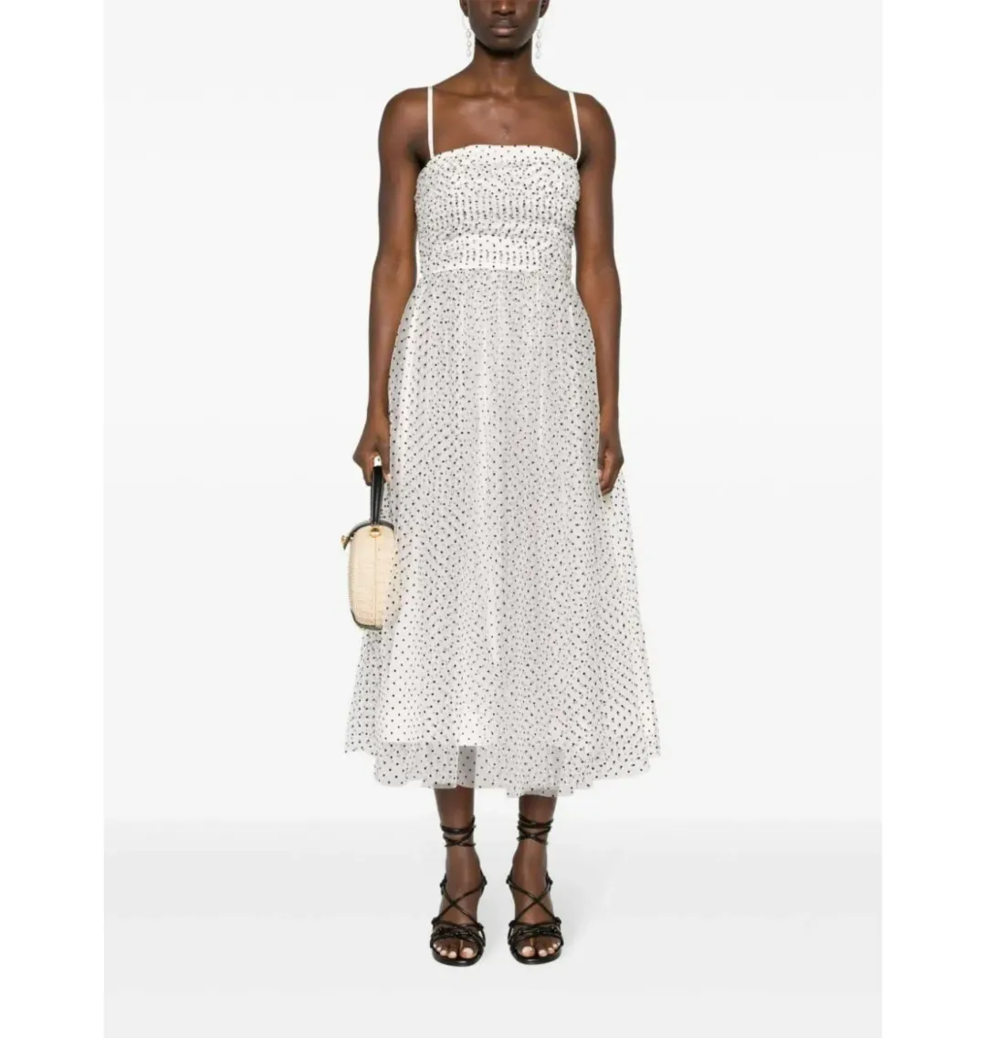 Zimmermann Tulle Midi Dress White/Black Dot Size 1 / AU 10 for rent on The Volte - main image