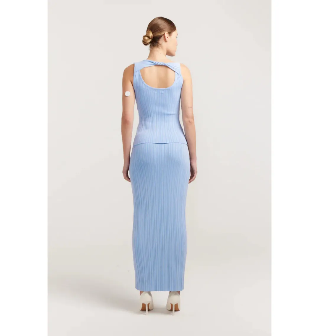 Henne Romee Rib Knit Top Size 6 and Knit Skirt Size 8 Cloud Blue for rent on The Volte - main image