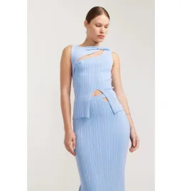 Henne Romee Rib Knit Top Size 6 and Knit Skirt Size 8 Cloud Blue for rent on The Volte - image 2