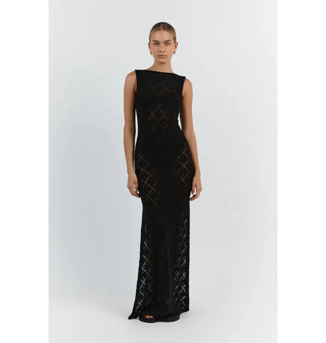 Dissh Sorrento Crochet Dress Black Size AU 10 for rent on The Volte - main image