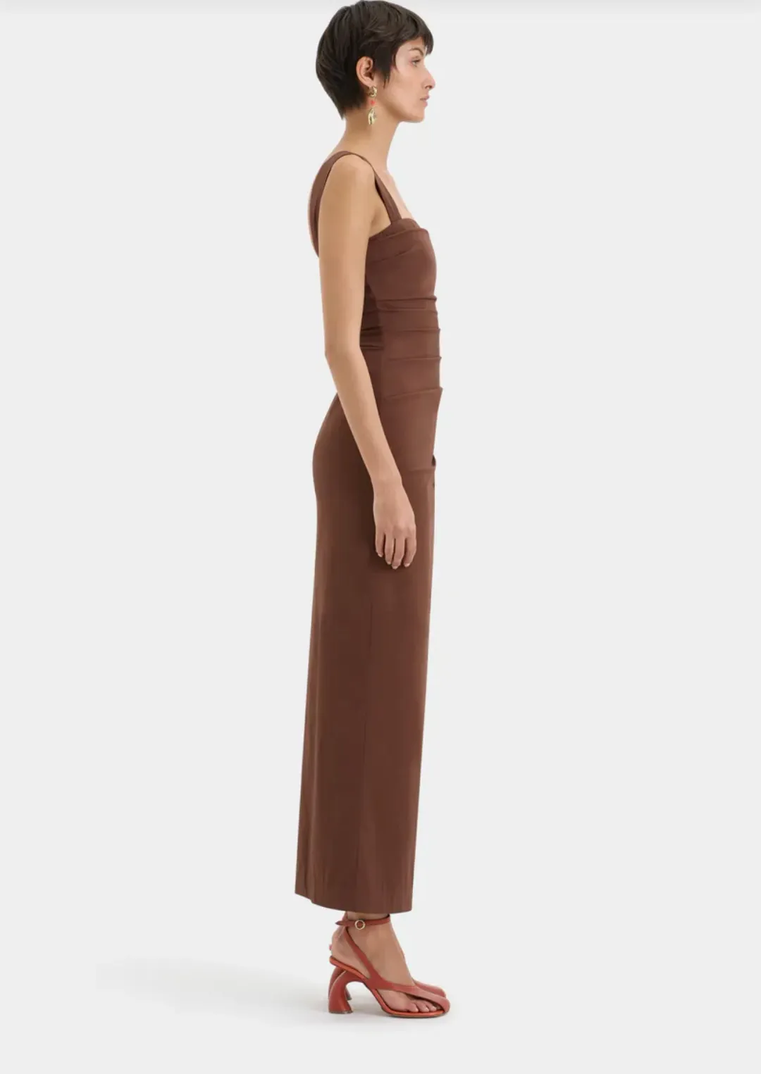 The Dahlia Balconette Gown Brown for rent on The Volte - main image