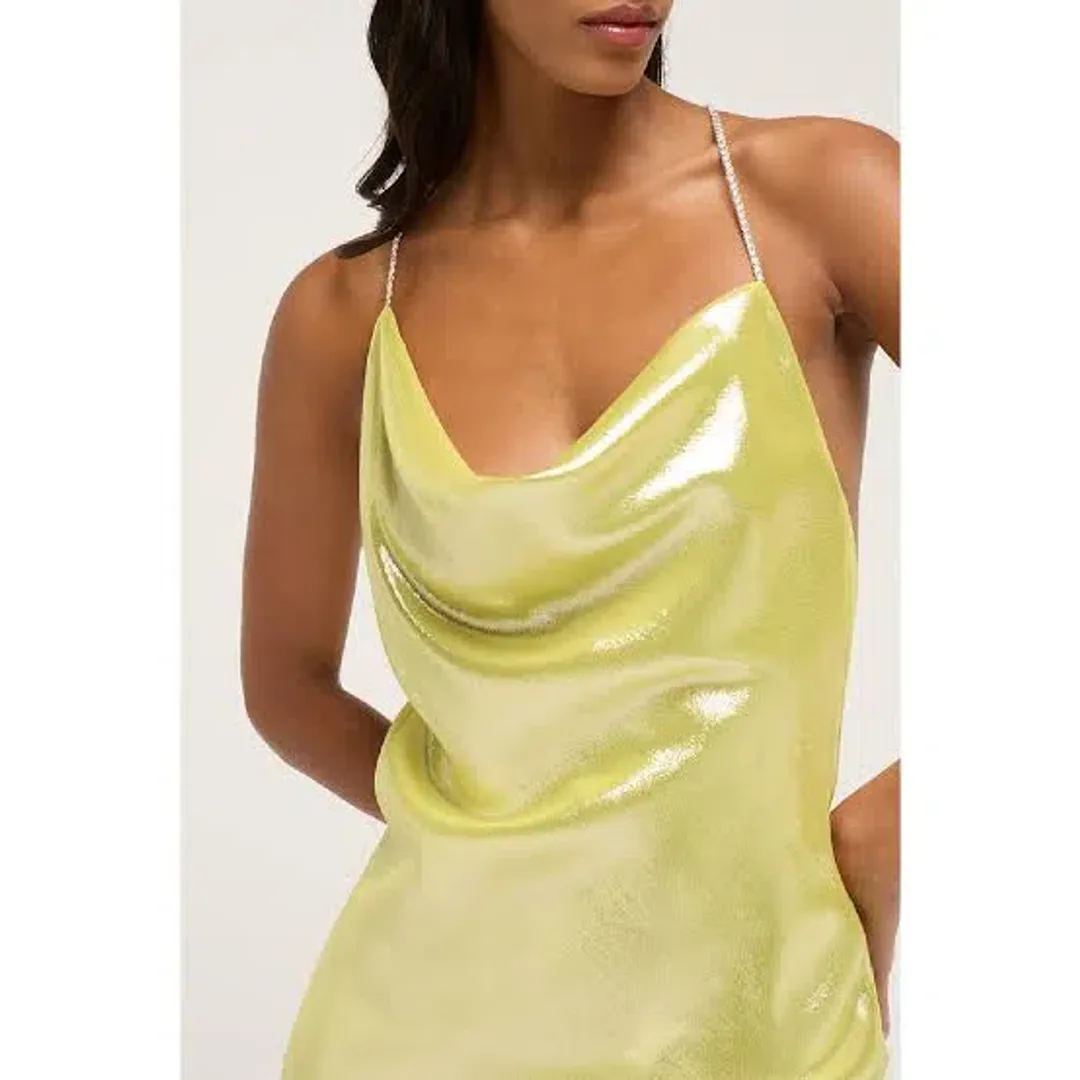Michael Lo Sordo Nicole Drape Crystalline Dress Yellow Size 8  for rent on The Volte - main image