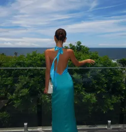 The Wolf Gang Oahu Slip Maxi Dress Aquamarine Blue & Green  Size S / AU 8  for rent on The Volte - image 5
