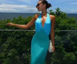 The Wolf Gang Oahu Slip Maxi Dress Aquamarine Blue & Green  Size S / AU 8  for rent on The Volte - image 4