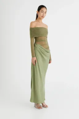 Benni Yasmin off Shoulder Dress in Pistachio Size 8 for rent on The Volte - image 2