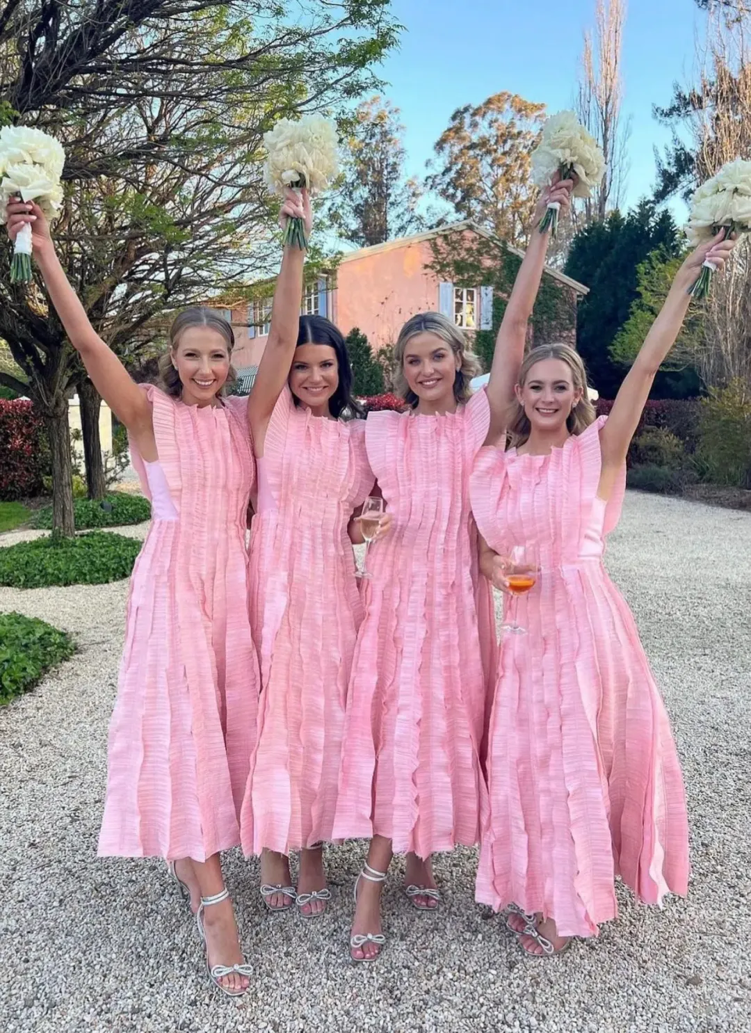 Aje Hybrid Midi Dress Pink Size 8 for rent on The Volte - main image