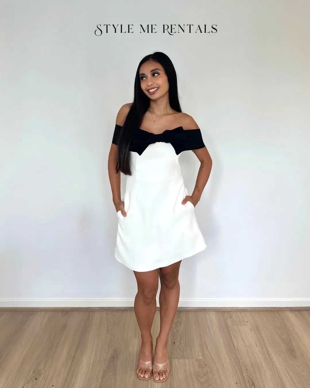 Yojani Boutique Margot Mini Dress Black and White Size M (AU 8) for rent on The Volte - main image