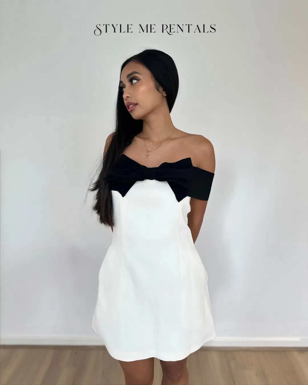 Yojani Boutique Margot Mini Dress Black and White Size M (AU 8) for rent on The Volte - main image