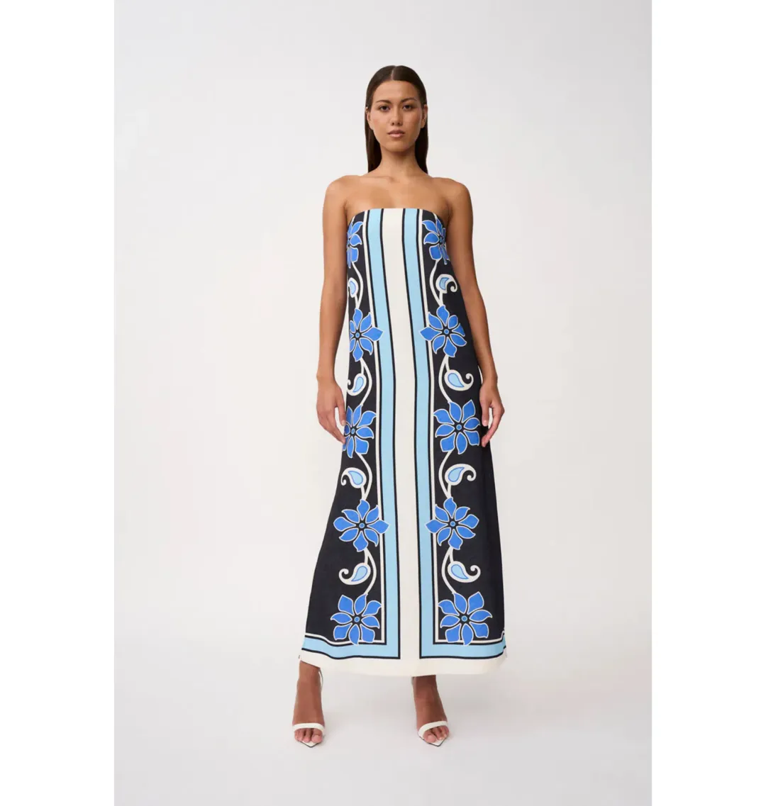 By Johnny Azure Granada Dress in Aqua Navy Ivory Size AU 6 for rent on The Volte - main image