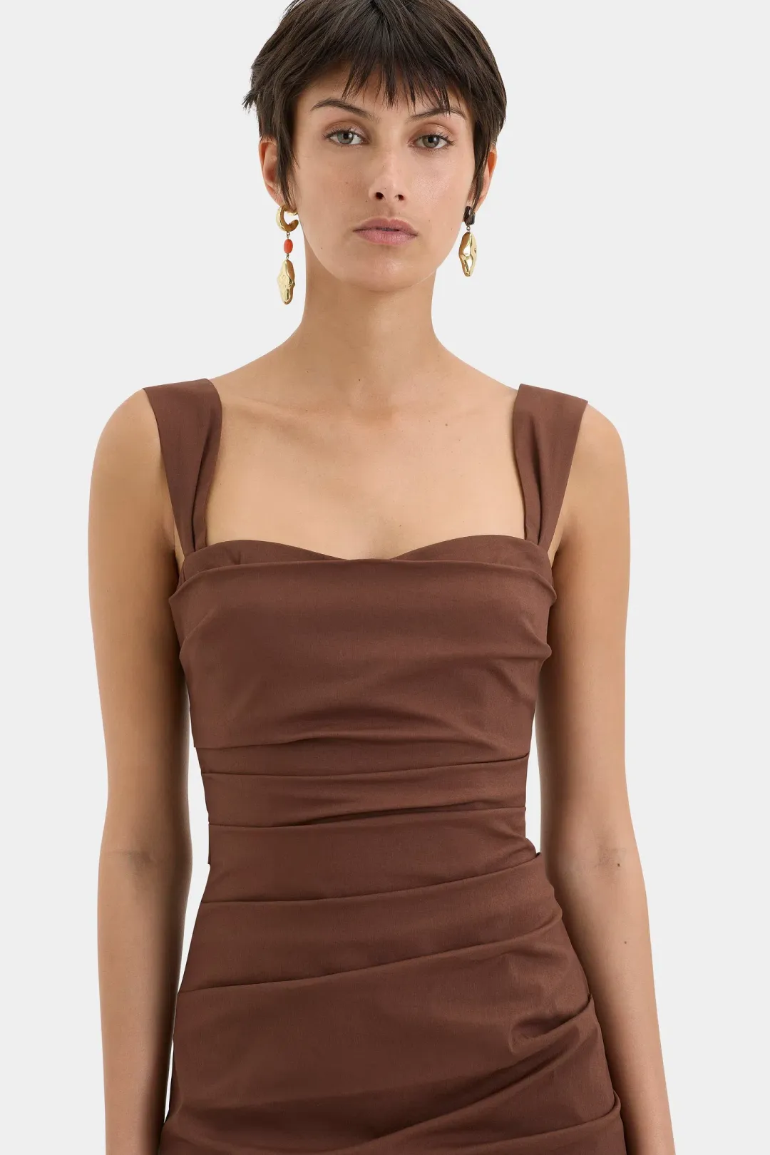 Sir the label Dahlia Balconette Gown in Chocolate Size 3 / AU 12 for rent on The Volte - main image