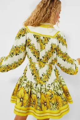 Alemais Gisela Mini Dress Yellow Floral Size 4 AU / 0 US for rent on The Volte - image 4