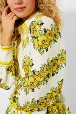 Alemais Gisela Mini Dress Yellow Floral Size 4 AU / 0 US for rent on The Volte - image 3