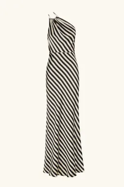 Shona Joy Escalet Silk One Shoulder Open Back Maxi Dress Black/Cream Size 8 for rent on The Volte - image 6