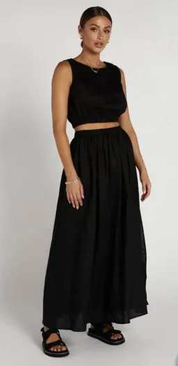 Dissh Dylan Linen Crop and Maxi Skirt Set Black Size 6 for rent on The Volte - image 2