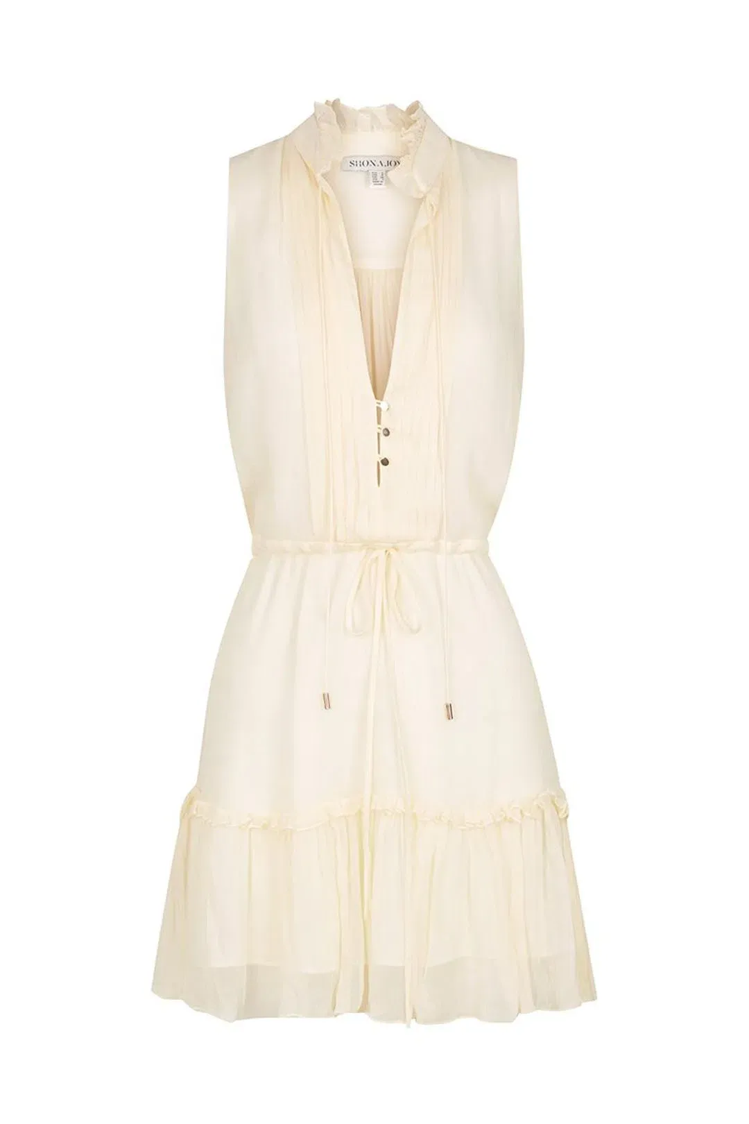 Shona Joy Victoria Sleeveless Drawstring Mini Dress Cream Size 12 for rent on The Volte - main image