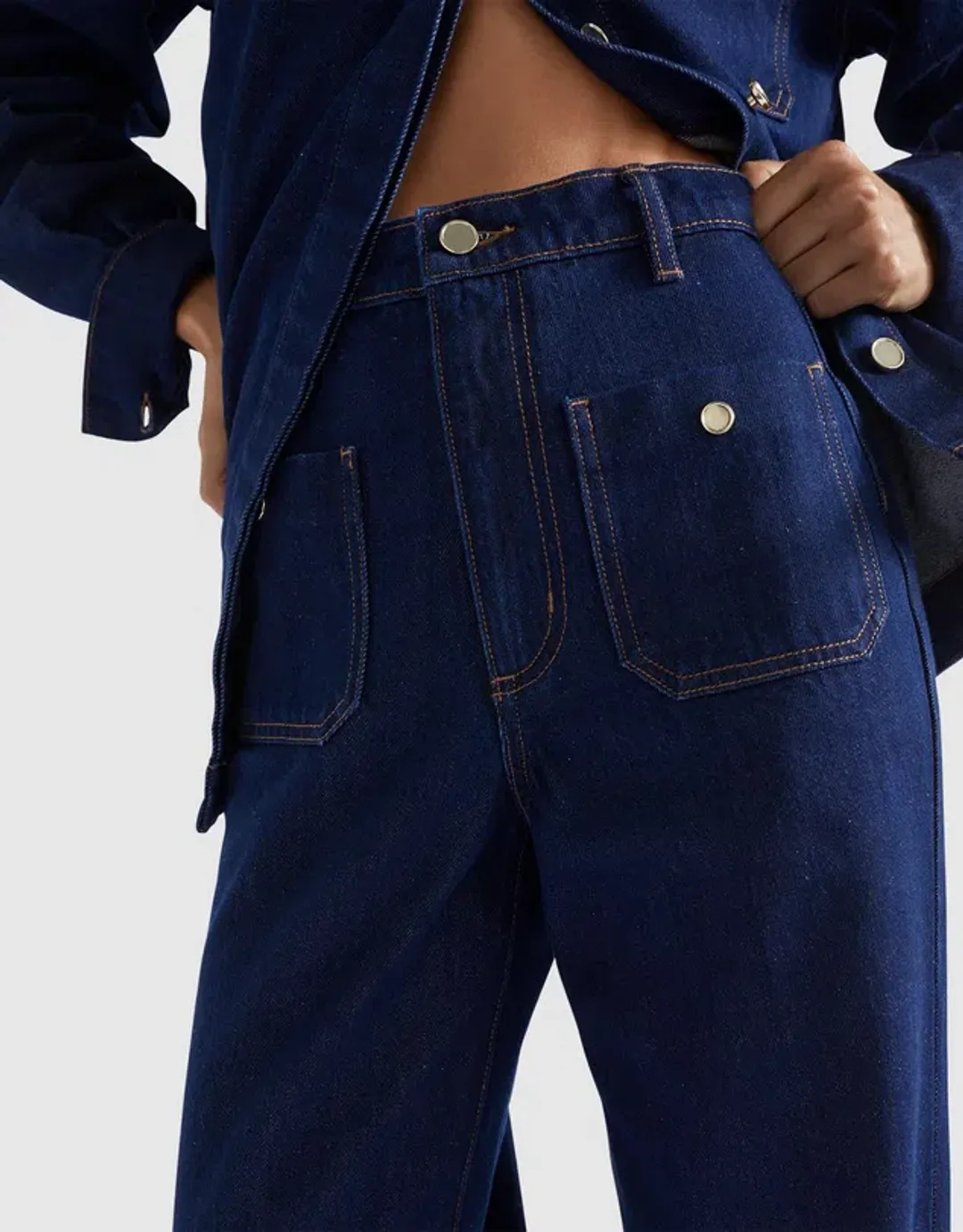 Seed Heritage Denim Classic Shirt Size 6 & Pocket High Waisted Jeans Size 10 Set Neptune Wash for rent on The Volte - main image