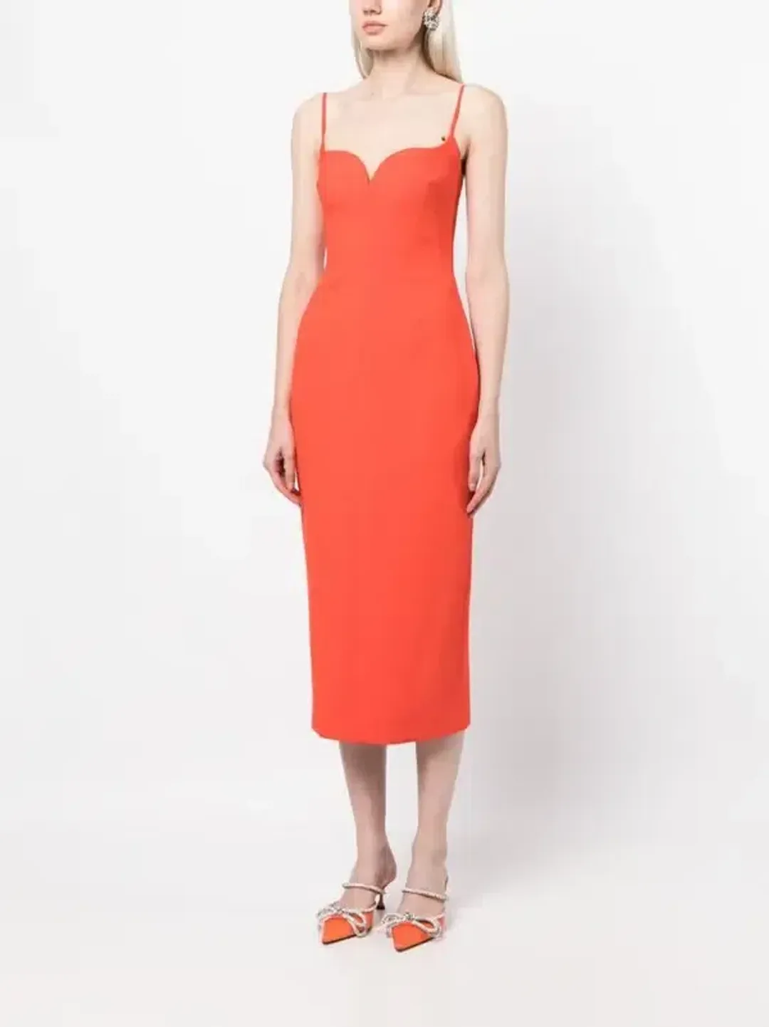 Rachel Gilbert Loren Midi Dress Red Orange Size 6 for rent on The Volte - main image