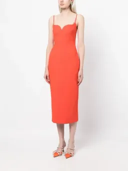 Rachel Gilbert Loren Midi Dress Red Orange Size 6 for rent on The Volte - image 1