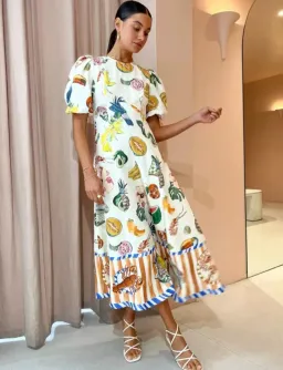 Alemais Theo Midi Dress in Print Size 12 for rent on The Volte - image 4