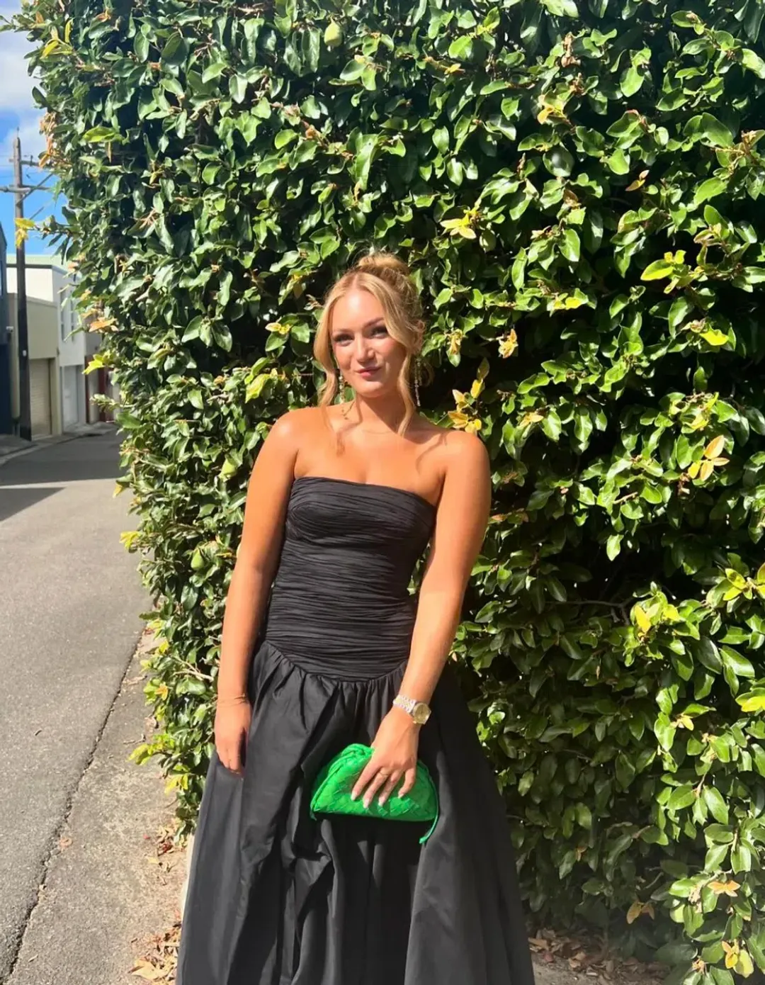 Aje Violette Bubble Hem Maxi Dress Black Size 8 for rent on The Volte - main image