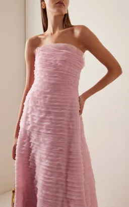 Aje Soundscape Strapless Ruffled Maxi Dress Pink Size 14 for rent on The Volte - image 4