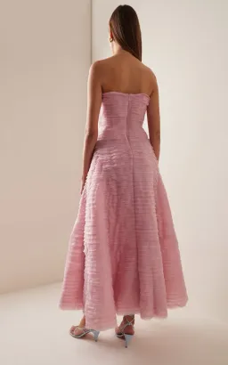 Aje Soundscape Strapless Ruffled Maxi Dress Pink Size 14 for rent on The Volte - image 3