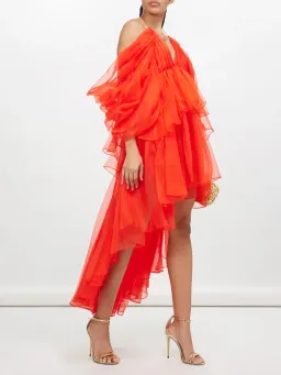 Zimmermann Natura Gathered Mini Dress Tomato Size 0 / AU 8 for rent on The Volte - image 1