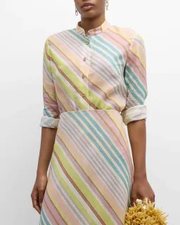 Zimmermann Halliday Slim Shirt and Bias Skirt Set Multi Stripe AUS size 8 Zimmermann size 0 for rent on The Volte - image 2