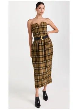 Zimmermann Luminosity Check Bodice and Tulip Skirt Set Olive Check Size 0 / AU 8 for rent on The Volte - image 1