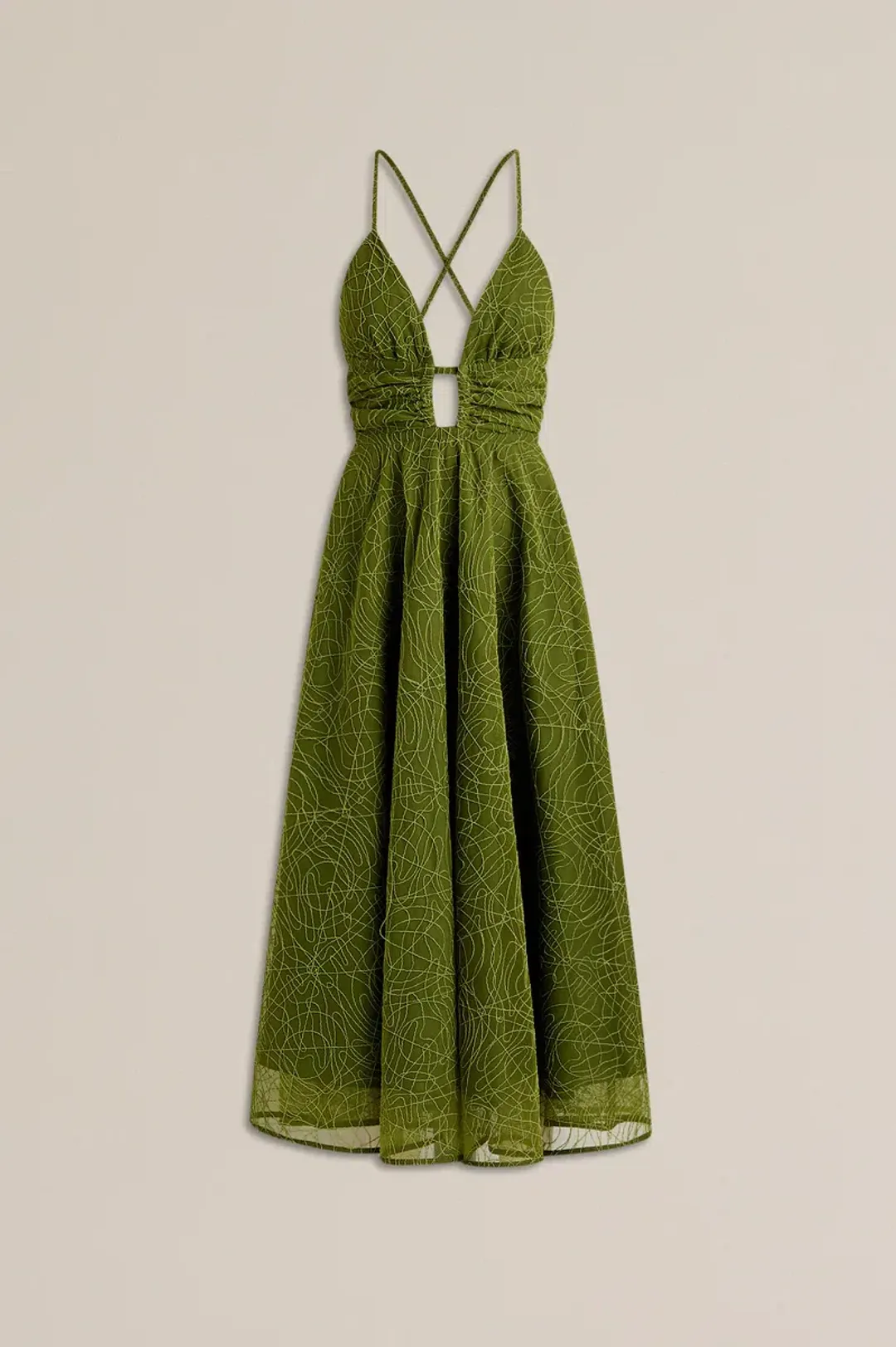 Scanlan Theodore Cornelli Gather Dress Olive Green Size 8 for rent on The Volte - main image