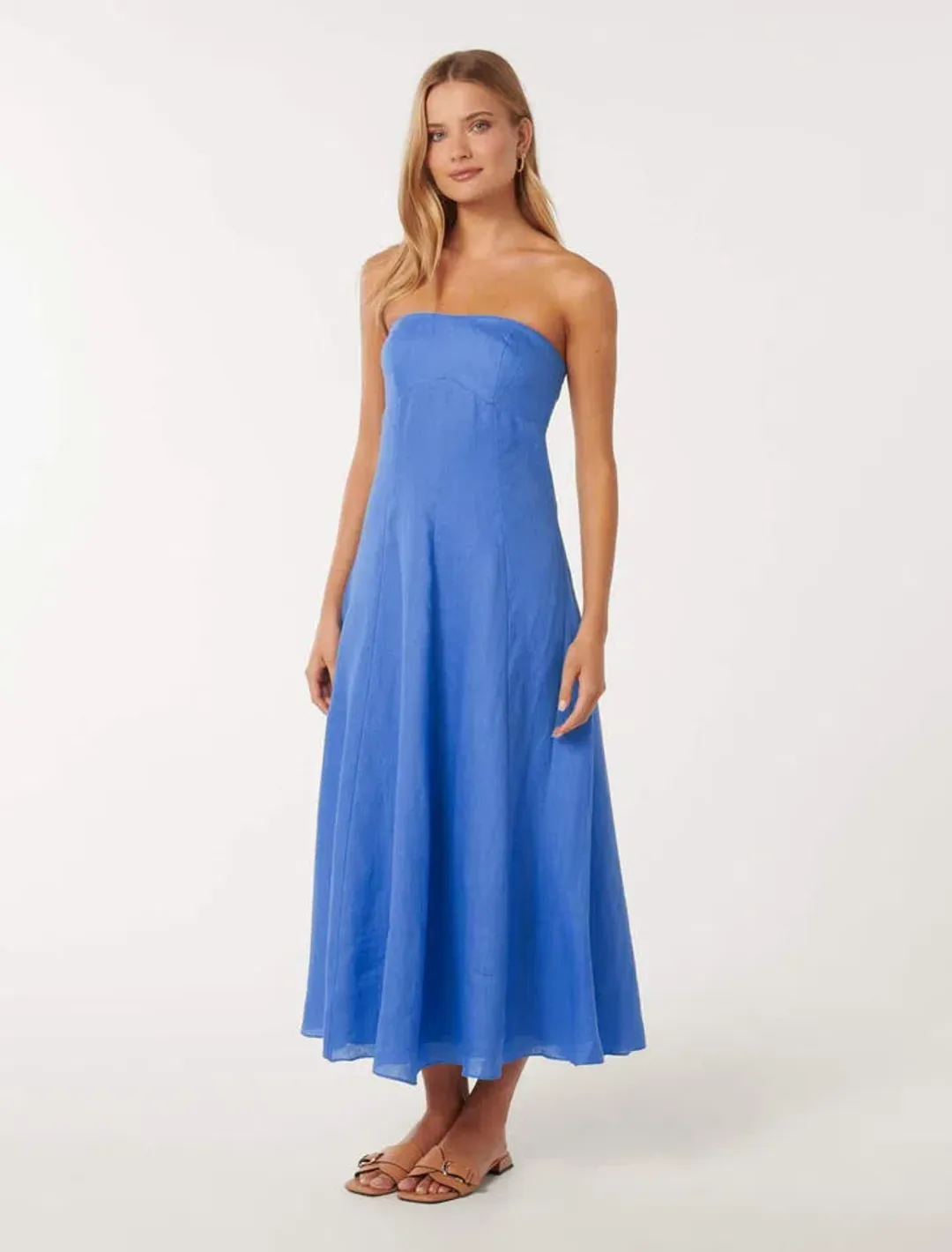 Forever New Kimberly Strapless Midi Dress in Blue  for rent on The Volte - main image