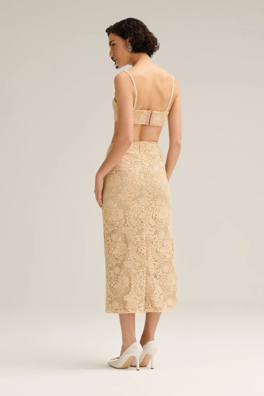 Scanlan Theodore Lace Bralette Size 10 & Shorts Size 10 & Loose Fit Jacket Size 6 Set Antique  for rent on The Volte - main image