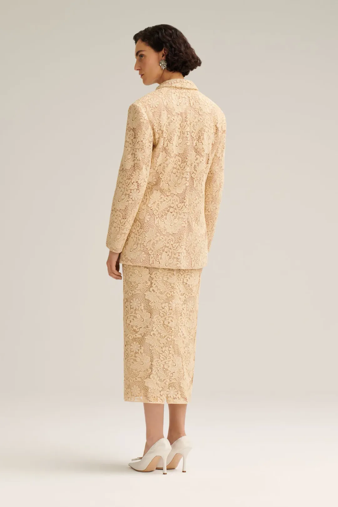 Scanlan Theodore Lace Bralette Size 10 & Shorts Size 10 & Loose Fit Jacket Size 6 Set Antique  for rent on The Volte - main image