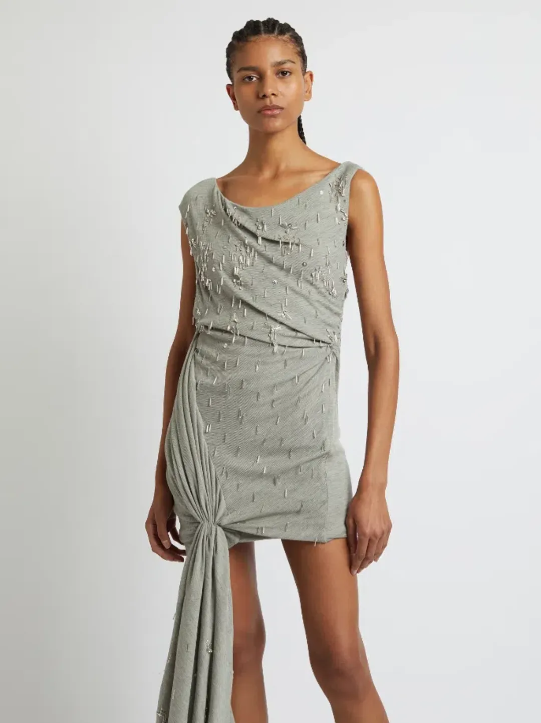 Christopher Esber Crystal Cluster Micro Dress Grey Size AU 6 for rent on The Volte - main image