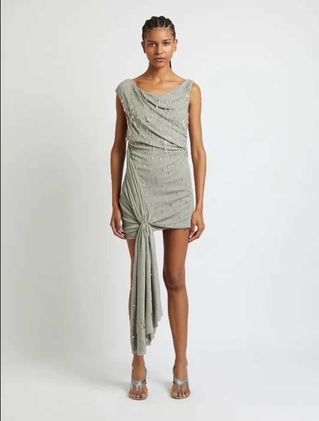 Christopher Esber Crystal Cluster Micro Dress Grey Size AU 6 for rent on The Volte - main image
