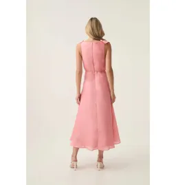 Aje Genesis Midi Dress Washed Coral Size AU 10 for rent on The Volte - image 3