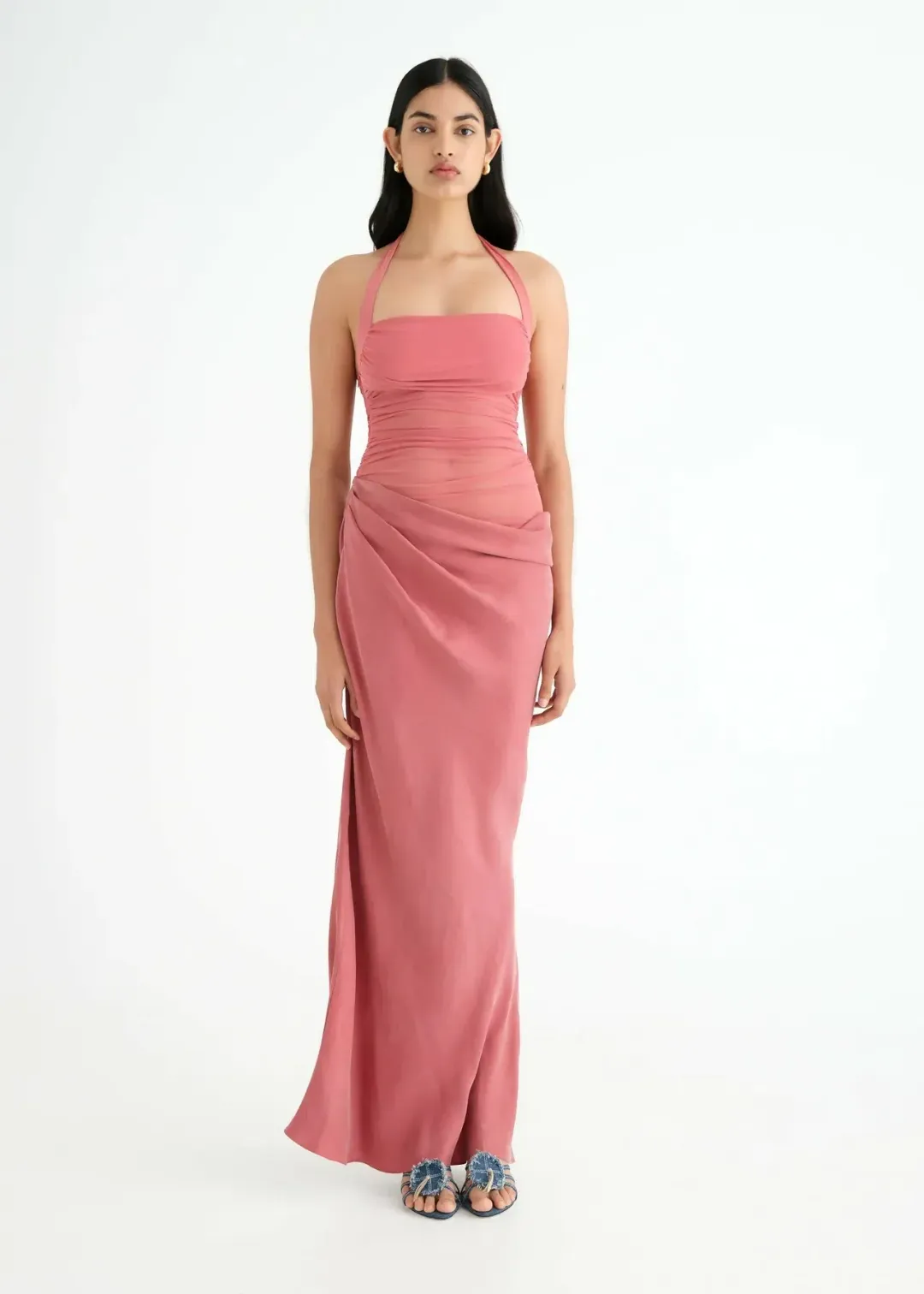 Benni Gina Halter Dress in Rose Size AU 8 for rent on The Volte - main image