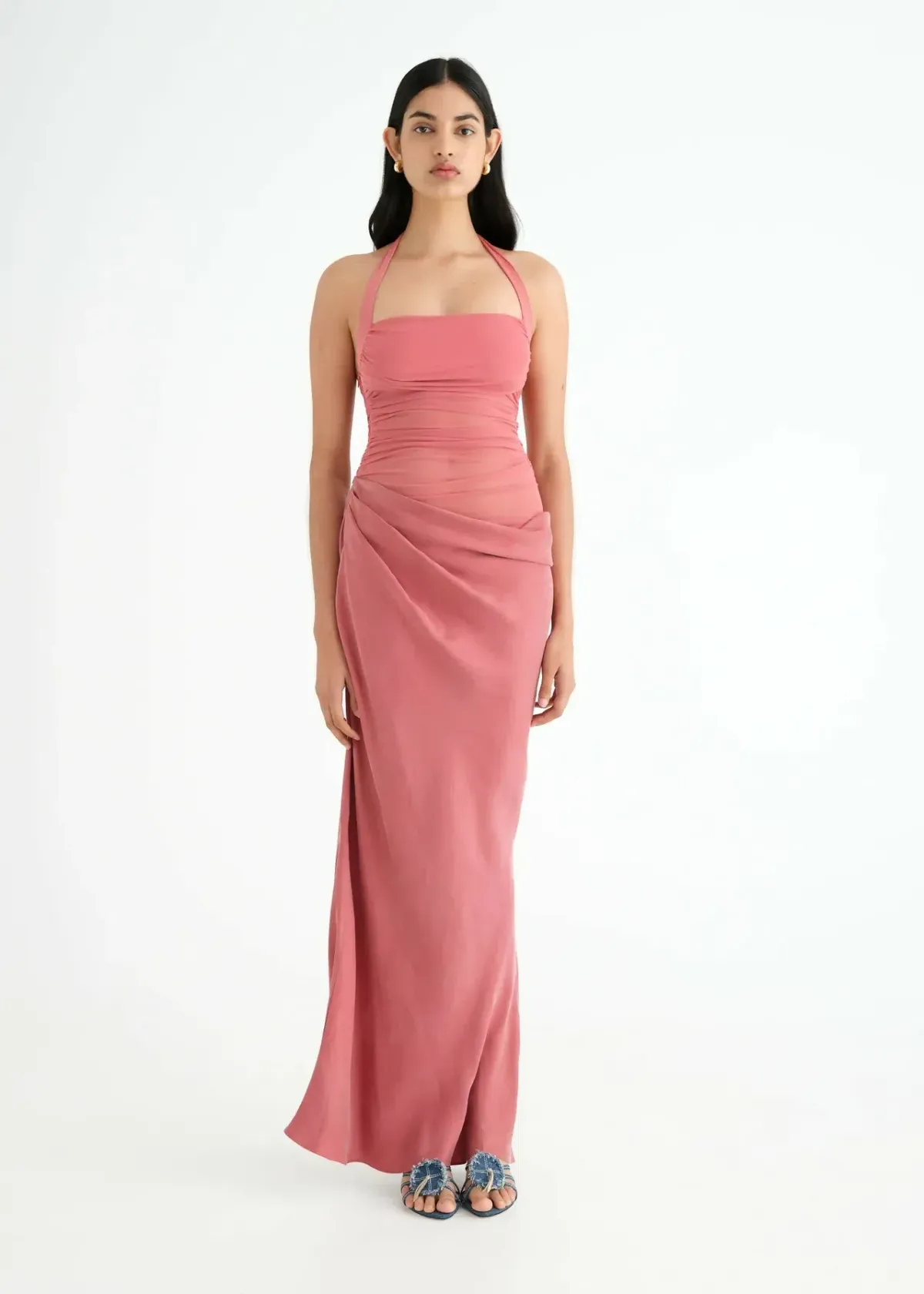 Benni Gina Halter Dress in Rose Size AU 8 for rent on The Volte - main image